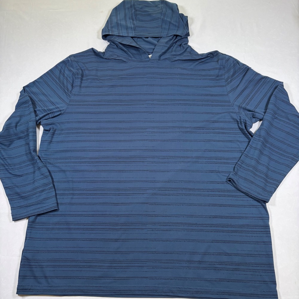 Grand Slam Performance Golf Mens XXL Blue Striped Long Sleeve Hoodie KO19701